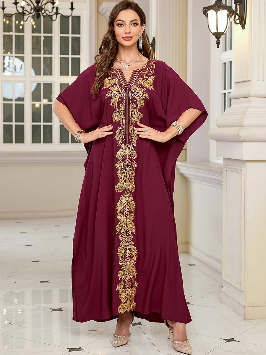 Frauen bestickte lange Kaftane Plus Size Kaftan Kleider Strand Badeanzug Cover Up Moomoo Kleid marokkanische Robe