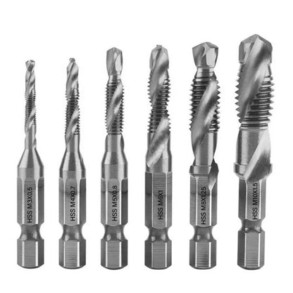 6 stücke Tap Titan Überzogene Sechskantschaft Bohrer Bits HSS Schraube Gewinde Metrische Taping Schraube Maschine Verbindung Werkzeug M3-M10 hand Werkzeuge