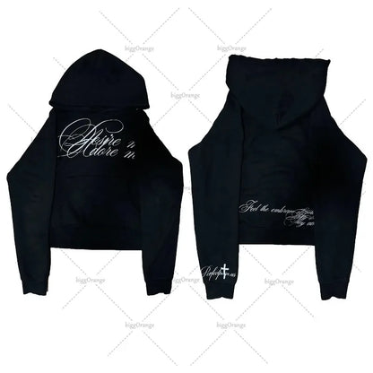 Fashion Casual Letter Print Rcok Oversized Sweatshirt Men Y2K 2025 Retro Harajuku High Street Hip-hop Vintage Loose Hoodie Women.