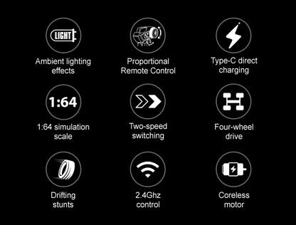 2.4G 4WD 1:64 RC Car High speed Tabletop Remote Control Car Mini Off-Road Climbing Car Mini GTR Racing Desktop Car Children Gift.