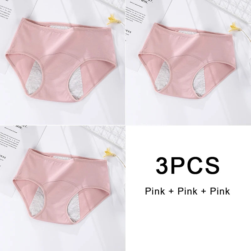 3PCS/set Women's menstrual briefs large flow postpartum water absorption leakproof briefs women's pure cotton menstrual briefs