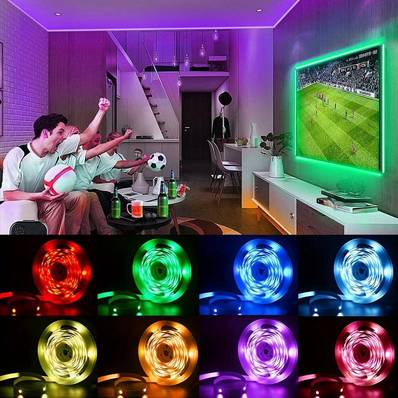 LED-Leuchten für TV, RGB-LED-Streifen, Bluetooth-Steuerung, 5 V, USB-LED-Band, flexibles Band für TV-Hintergrundbeleuchtung, Raumdekoration.