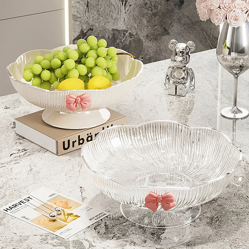 〔HM4〕1Pc Plastic Candy Fruit Plate for Home Coffee Table Candy Platter High-End Snack Placement Platter Ornaments.