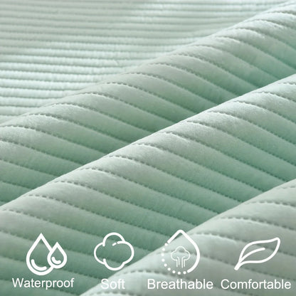 1pc Striped Waterproof Mattress Protector, Comfortable Mattress Cover, Soft and Breathable  for Single/Double Beds.