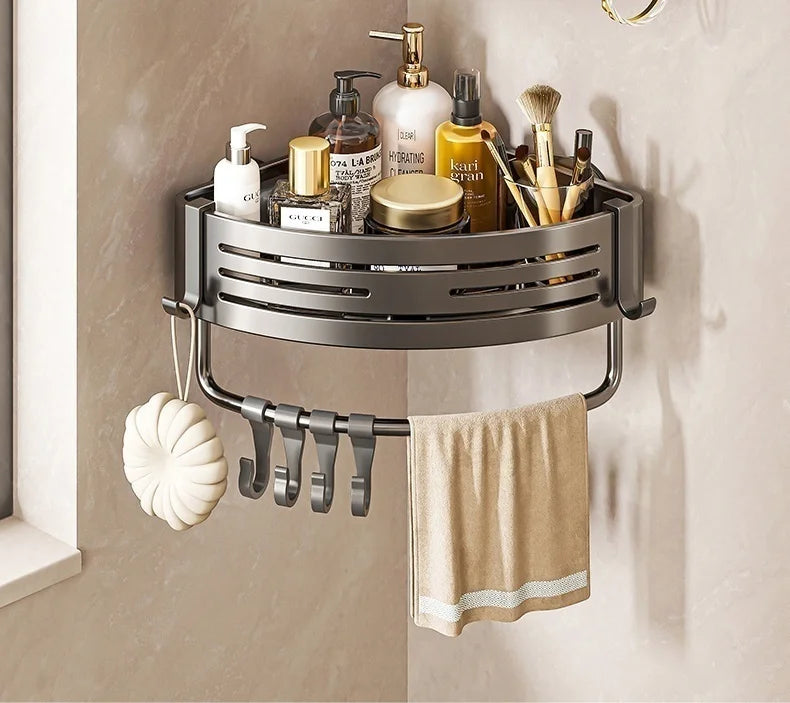 Saugnapf perforationsfreier Raum Aluminium Badezimmer Lagerregal Badezimmer Dreieckskorb Wandaufhänger Badezimmer Eckaufbewahrung