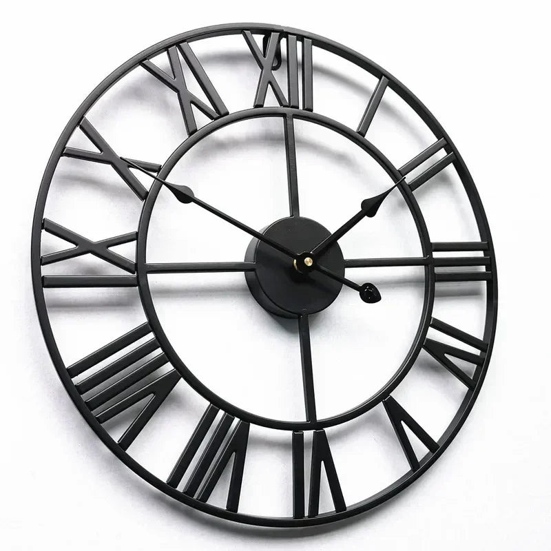 40/47/60/80 cm große 3D-Wanduhr mit römischen Ziffern, Kunst, hohle runde Wandbehang, Vintage-Metalluhr für Wohnzimmer und Zuhause