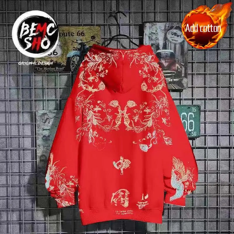 Chinese Style Essentials Hoodies Woman Winter Tops Coquette Star Clothes Autumn Pulovers Hooded Sweatshirt Women Grunge Vintage