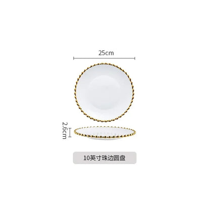 Nordic Luxury Phnom Penh Love Plate Ceramic Plate Dim Sum Fruit Breakfast Salad Dish Restaurant Steak Plate Jewelry.