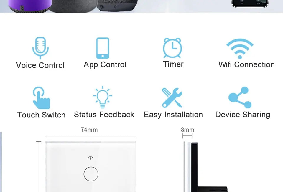 Tuya WiFi Smart Licht Schalter UNS Standard Arbeit Mit Alexa Google Home Wand Touch Schalter 110 V 220 V RF433Mhz Fernbedienung 1 2 3 4 Gang.