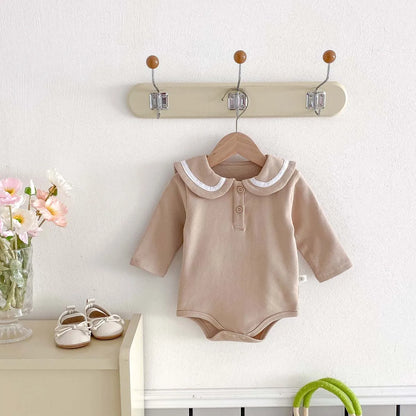 2025, Herbst und Winter, neu für Kinder, Babys, Jungen und Mädchen, Peter-Pan-Kragen-Outfits, Kleinkinder-Overalls, Samt-Bodys, warm halten