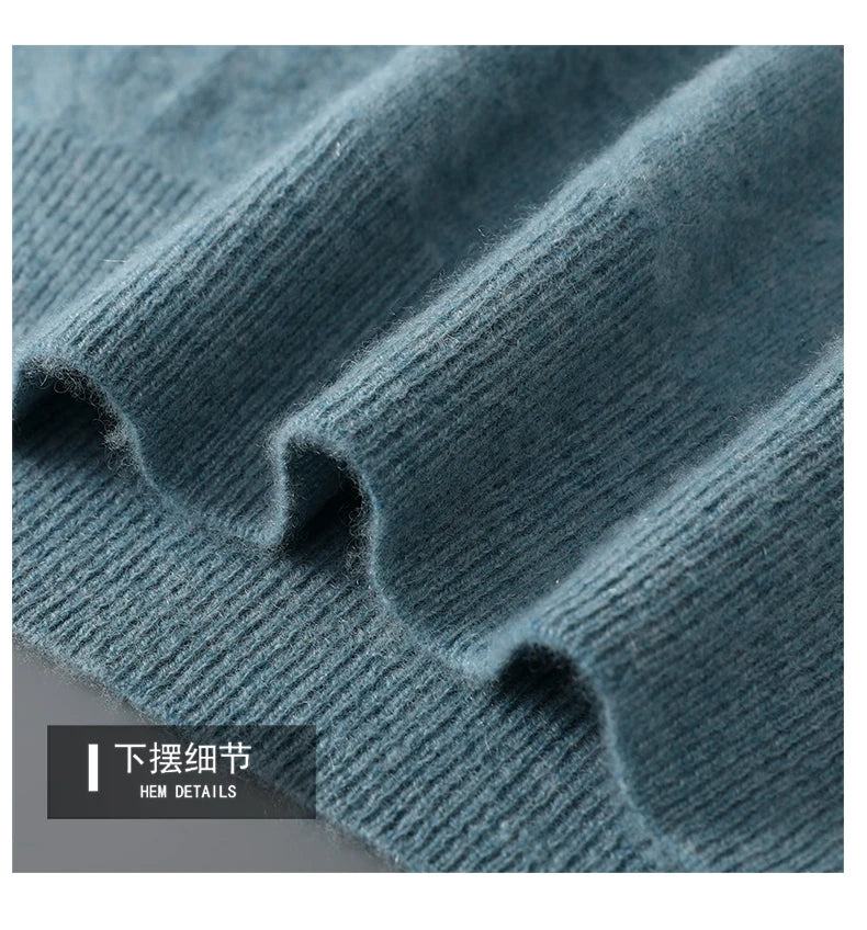 2025 Autumn Winter New Men's Wool Sweater Solid Color V-Neck Pullover Sweater Casual Loose Business Knit Plus Size Base Sweaters