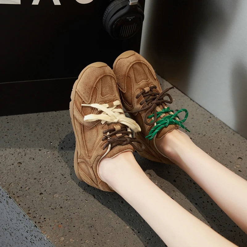 AIYUQI Women Sneakers New Genuine Leather Retro German Training Shoes Women Winter Velvet Fur Flat Casual Shoes Women.