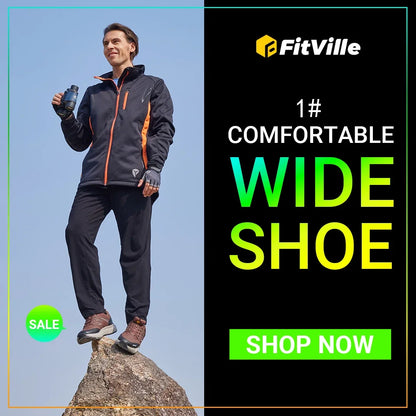 FitVille Men'S Widened Hiking Waterproof Outdoor Work Hiking Shoes With Arch Support To Relieve Heel Pain Lightweight Non-Slip.