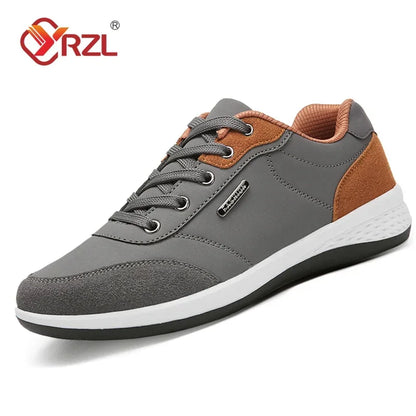 YRZL Men Shoes Spring Autumn Waterproof Walking Sneakers Leisure Male Leather Sports Shoes Non-Slip Footwear Tennis for Men.