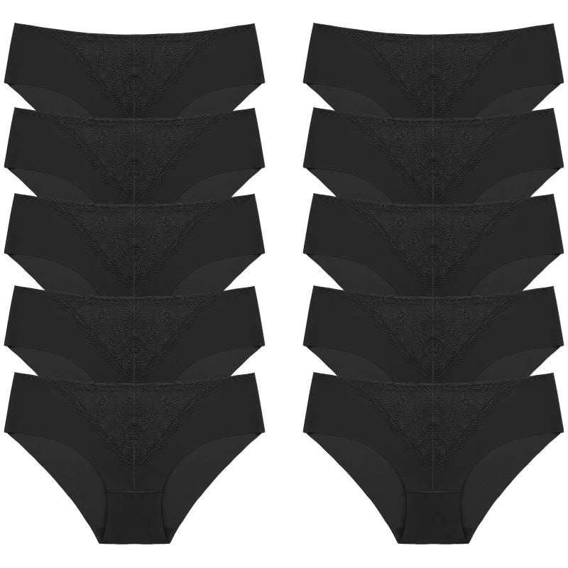 BZEL 10PCS/Set Women's Panties Exquisite Sweet Lace Underwear Sexy Lingerie Silk Satin Briefs Woman Comfort Breathable Underpant