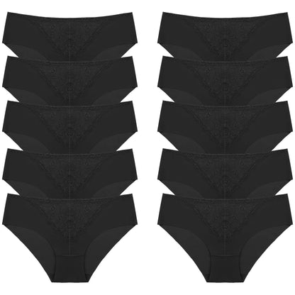 BZEL 10PCS/Set Women's Panties Exquisite Sweet Lace Underwear Sexy Lingerie Silk Satin Briefs Woman Comfort Breathable Underpant