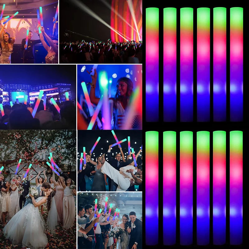 15/30 Stück LED-Leuchtstäbe, bunt, RGB-Leuchtschaumstoffstäbchen, Jubelröhre, dunkles Licht für Weihnachten, Geburtstag, Hochzeit, Partyzubehör.