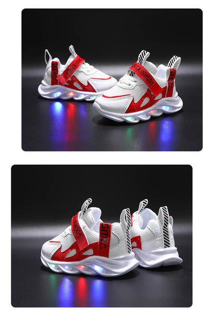 New LED Children Glowing Shoes Baby Luminous Sneakers Boys Lighting Running Shoes  Kids Breathable Mesh Sneakers.