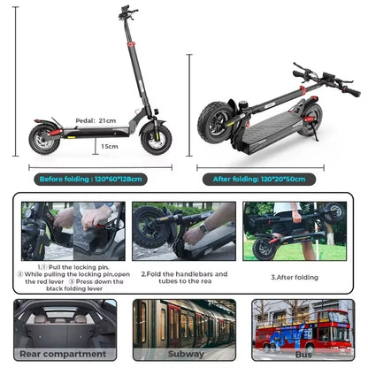 iScooter ix3Electric scooter 800W Motor 48V10AH Battery support Minirobot application control 10-inch tire city commuter scooter.