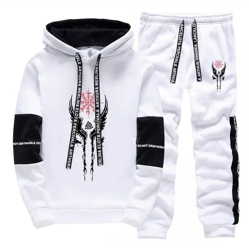 Mens Tracksuit Printed Casual Sweatshirts Sweatpants Single Piece Versatile Hoodie Pants Gym Sports Jogging Mens Clothing 2025.