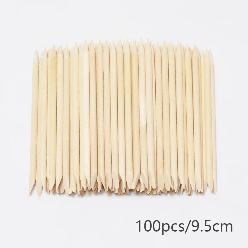 20/50/100pcs Nail Cuticle Pusher Wooden Design Drawing Painting Stick Remover Orange Wood Sticks for Nail Art Tools.