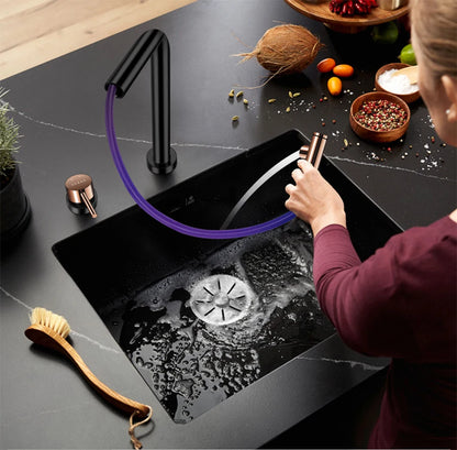 Nanometer Black Hidden Cup Rinser Bar kitchen Sink SUS 304 Stainless Steel Handmade Cup Washer Bar kitchen Sinks With Trash Can