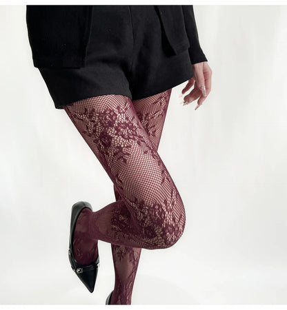 2025 New Tights Women Sexy Lace Floral Thigh High Stockings Pantyhose Lingerie Hosiery Mesh Fishnet Stockings Women Tights