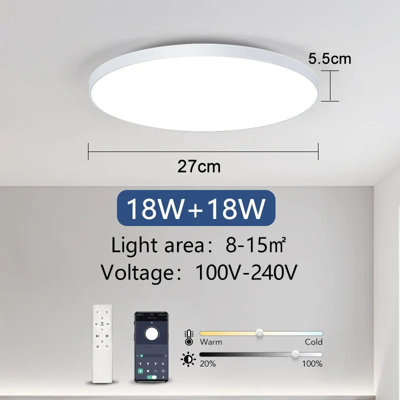 Intelligente LED-Deckenleuchte, 36 W, 50 W, dimmbar, moderne LED-Deckenleuchten mit APP-Fernbedienung für Schlafzimmer, Wohnzimmer