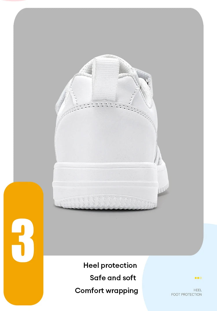 White Kids Sneakers Boys Sports Running Shoes Breathable Mesh Lightweight Comfortable Outdoor Tennis Casual Walking Shoes.