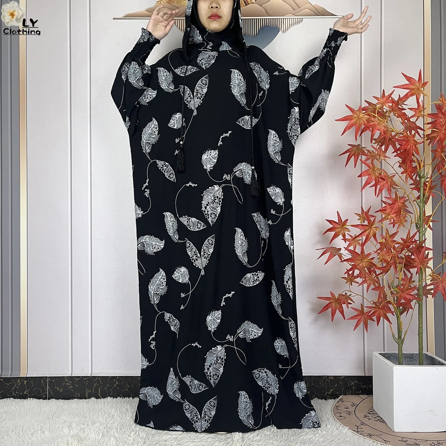 2025Hot Sales New Ramadan Muslim Double Hat Women Abaya Prayer Garment Islam Turkey Arabic Femme Abaya Prayer Kaftan Loose Robes.