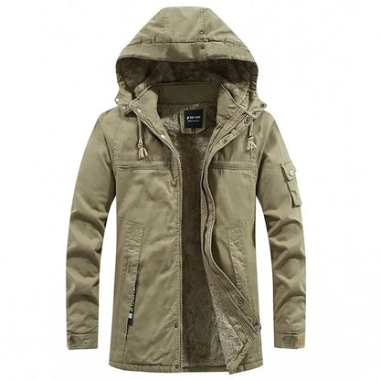 Parkas Coat Military Windproof Hooded Jackets Man Washed Cotton Thick Fleece Casual New  Winter Warm Varsity Jacket Men