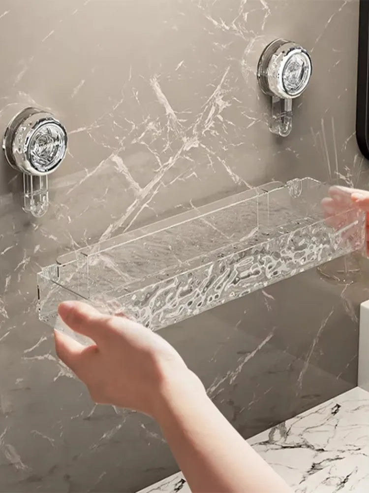 Wellpappe-Saugnapf-Aufbewahrungsregal für Badezimmer, Wandmontage, nicht stanzbar, Waschraum, Waschbecken, Waschbecken, Eck-Duschgel-Aufbewahrungsregal