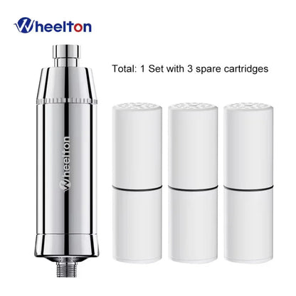 Wheelton SPA Bathing Remove Chlorine Water Filter Purifier Shower Filtration Soft Water Attach Extra 3 Cartridges.