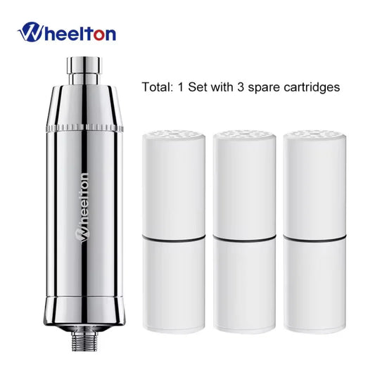 Wheelton SPA Bathing Remove Chlorine Water Filter Purifier Shower Filtration Soft Water Attach Extra 3 Cartridges.