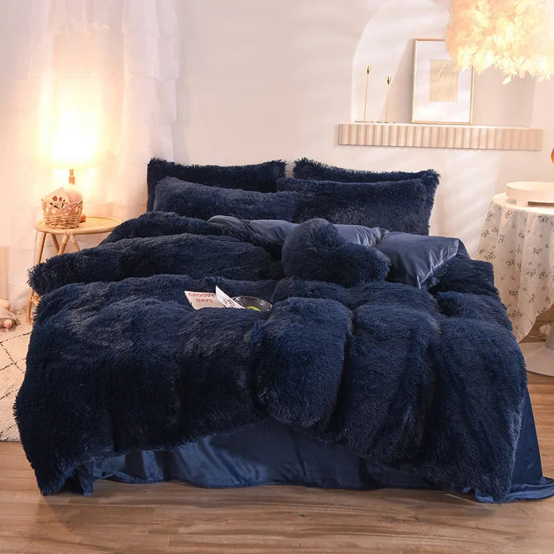 3/4PCS Luxurious Plush Duvet Cover Set – Cozy & Soft Bedding, Perfect for Bedroom Comfort, Ideal for Guest Rooms and Dorm Aesth