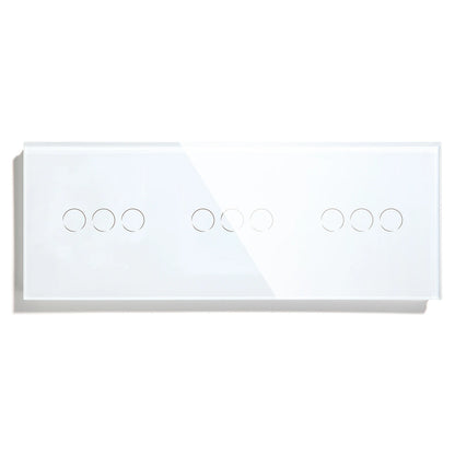 BSEED Touch-Schalter, 1/2/3 Gang, 1-Wege-Wandlichtschalter, blaue LED-Hintergrundbeleuchtung, Glas, Sensorbildschirm, Heimschalter, Weiß, EU-Standard.