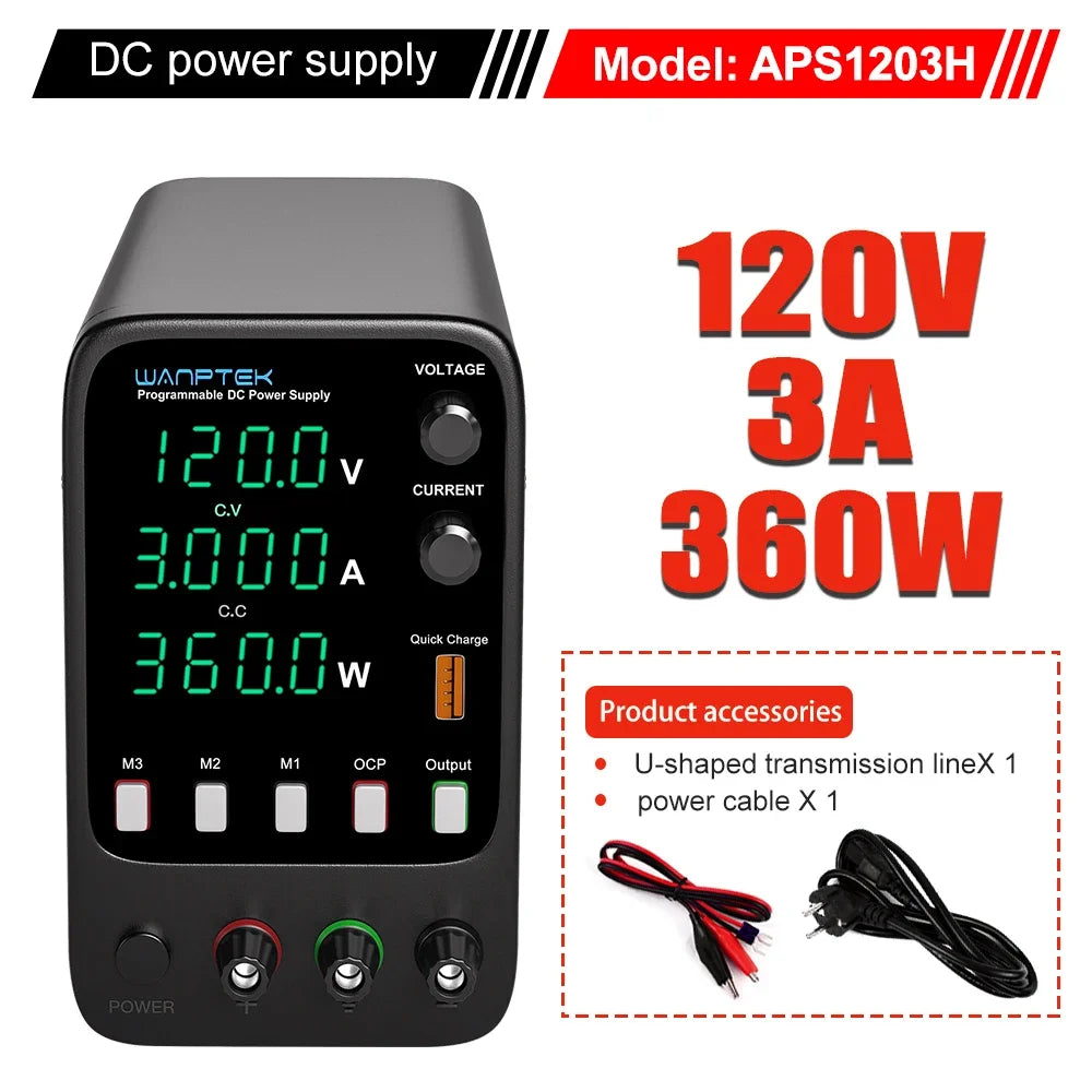 Wanptek Laboratory Power Supply 30V 5A / 30V 10A With OCP Short-Circuit Protection AC 220V/110V Auto Switching Preset Current.