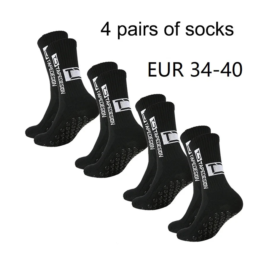 4 pairs of new TC mid tube glued football socks for sports training and competition, non slip and breathable socks.