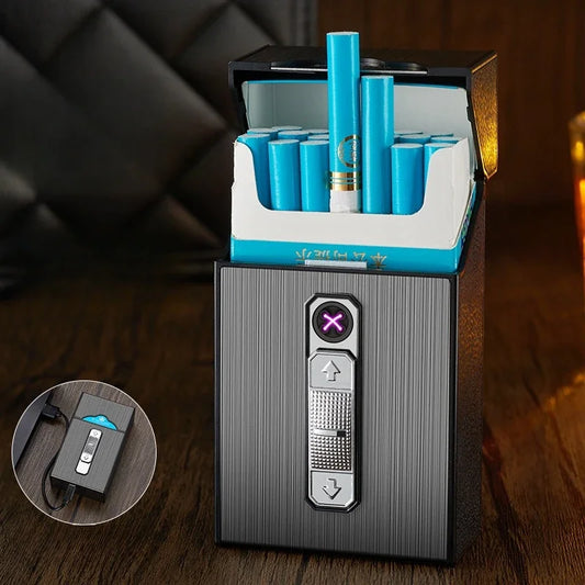 20 Whole Pack Cigarettes Dual Arc USB Charging Lighter Outdoor Moisture-proof And Waterproof 2 in 1 Electronic Lighters Smoking.