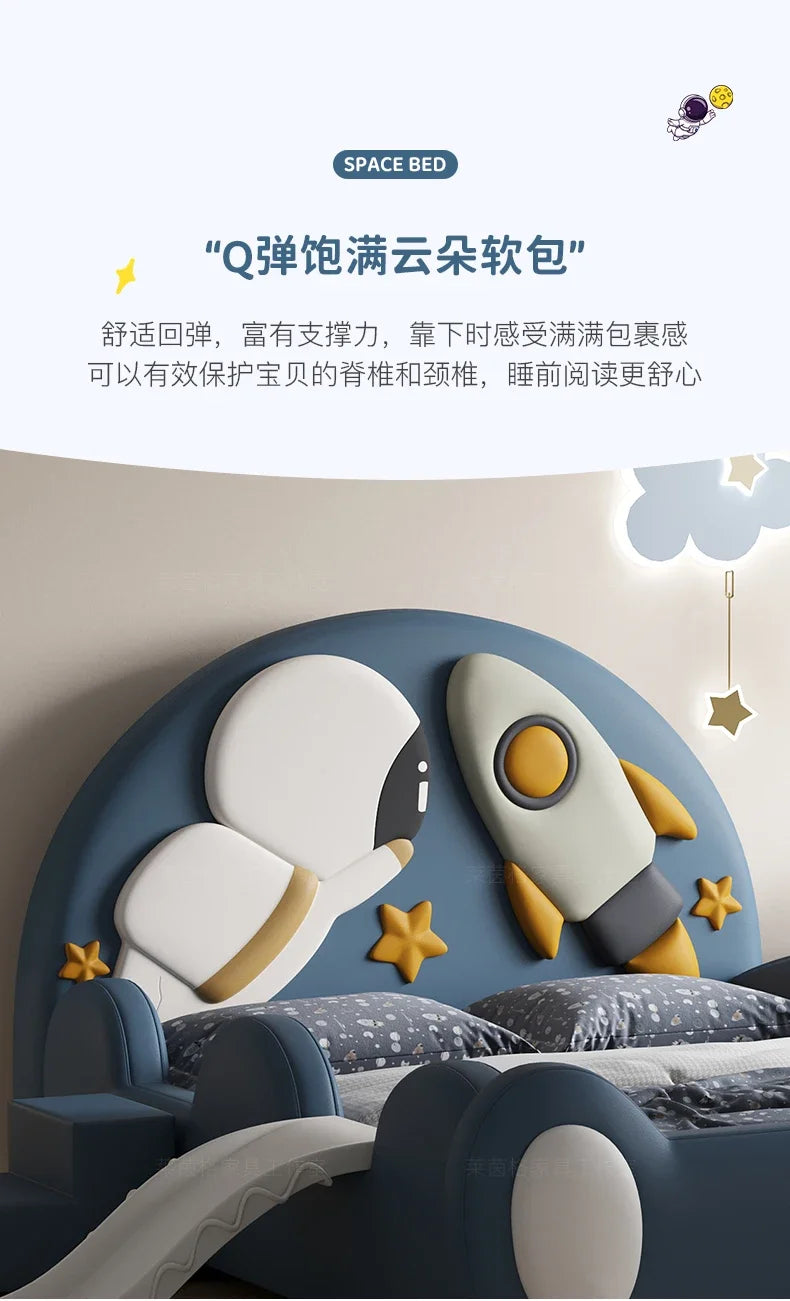 120 x 200 cm, blaues King-Size-Einzelbett, Doppelrahmen, luxuriös, 150 x 200 Heimpadder, Kinderbett, Kopfteil, zum Spielen auf einer Rutsche, Schlafzimmermöbel