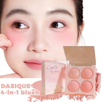 Korean Dasique 4 Colors Blush Powder Velvet Peach Pink Blush Palette Sweet Natural Cheek Contour Tint   Korean Makeup Cosmetics.