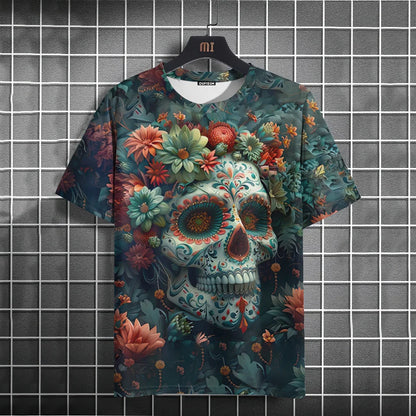 Mexican Skull Day of The Dead Graphic T Shirt for Men Womens Graffiti Clothing Horror Goth T-shirts Fashion Streetwear Tops Tees.