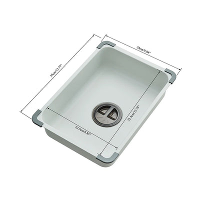 Multifunktionaler digitaler fliegender Regenhahn, weiß, doppelter Wasserfall, Edelstahl-Waschbecken, Küchenspüle, geprägt, großer Einzelschlitz