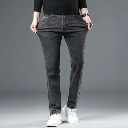 Slim Fit Casual Men's Jeans Youth Straight Leg Regular Business Elastic Long Trousers Autumn New Arrival from Mainland China.