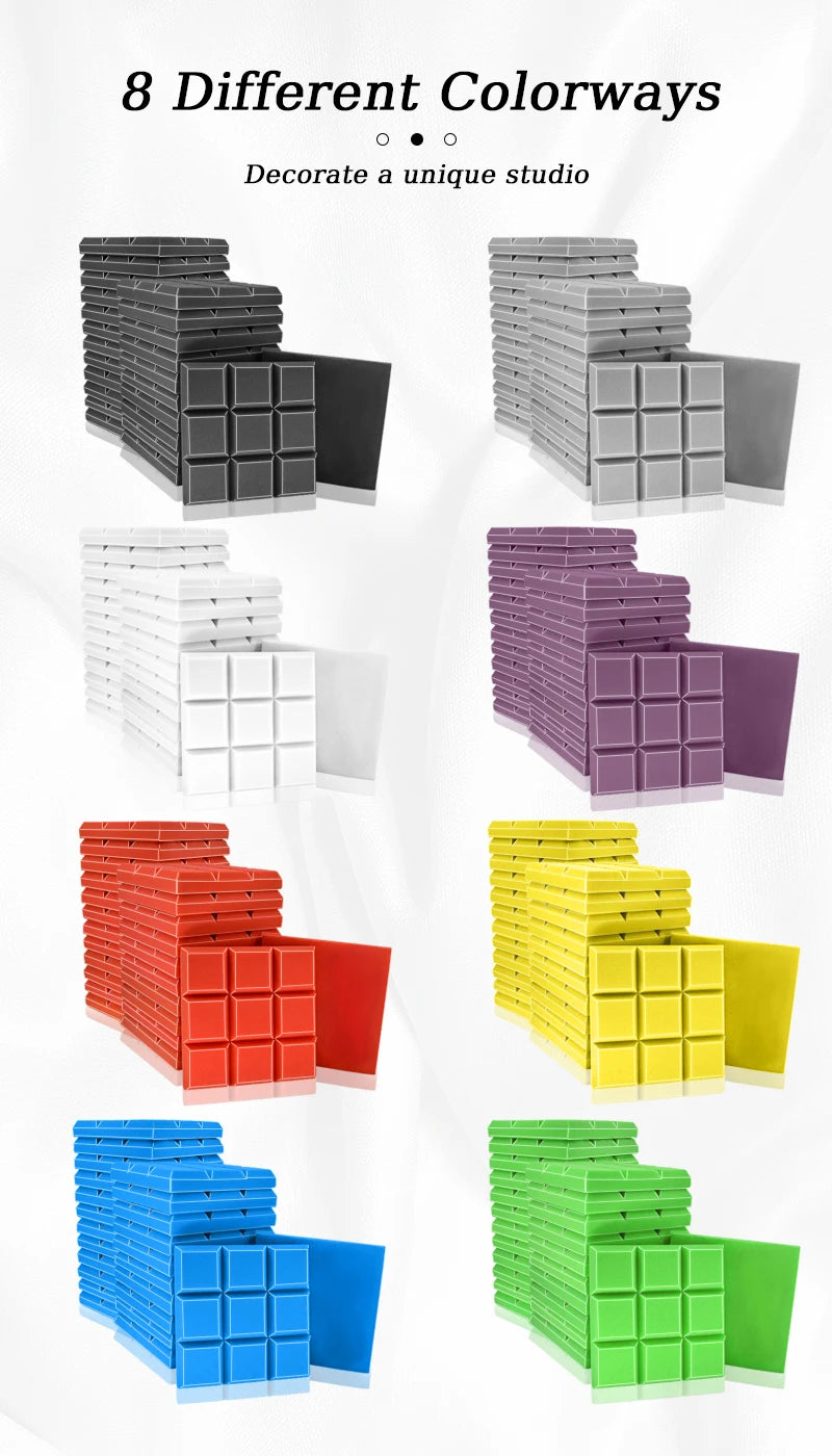 TOUO 6/12/24 Pcs Beveled Edge 9 Block Tiles Acoustic Foam Flame Retardant Soundproof Material Drum Room Acoustic Treatment