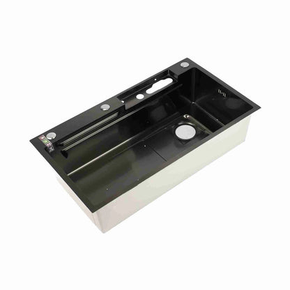 Intelligente Küchenspüle aus Edelstahl, verdickte gebürstete Oberfläche, großes Fassungsvermögen, Waschbecken mit Digitalanzeige, Küchenspüle