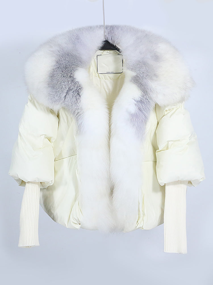Lose Natürliche Echt Fox Pelz Kragen Mantel Dicke Neue Europäische Mode Weiße Ente Unten Jacke Winter Frauen Warme Luxus Oberbekleidung