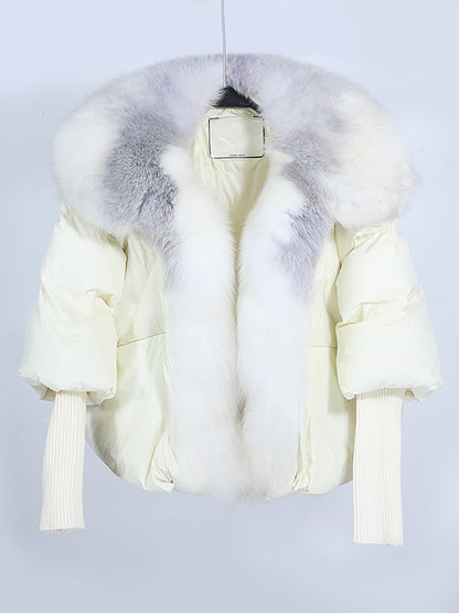 Lose Natürliche Echt Fox Pelz Kragen Mantel Dicke Neue Europäische Mode Weiße Ente Unten Jacke Winter Frauen Warme Luxus Oberbekleidung