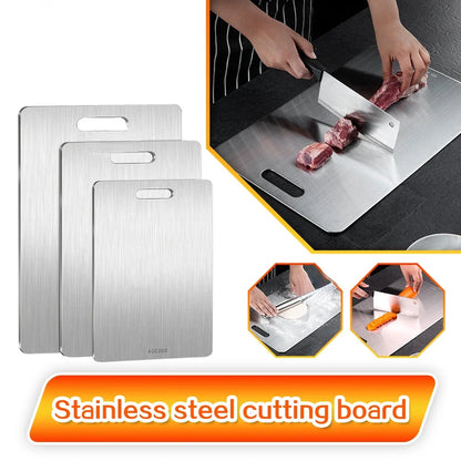 Titanium Cutting Boards for Kitchen Stainless Board 304 Steel Thickened Double Sided Food Grade Portable Fruit Meat Chopping.