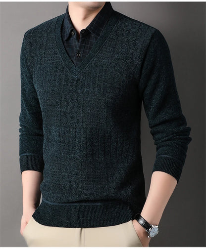 Winter Men Fleece Sweater Thickened Pullover Shirt Collar Sweaters Velvet Clothing Autumn Winter Jumpers Fashion Knitwear.
